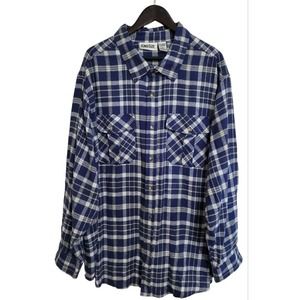 KingSize Men’s 3XL Blue Plaid Long Sleeve Button Up Flannel Shirt